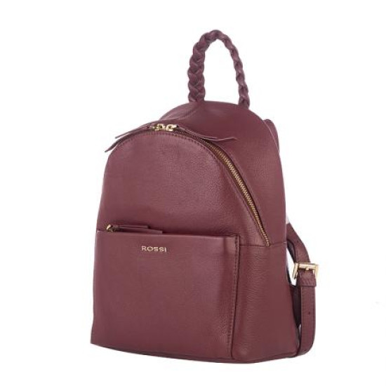 Rossi RSL95126 Дамска раница от естетвена кожа - виненочервена