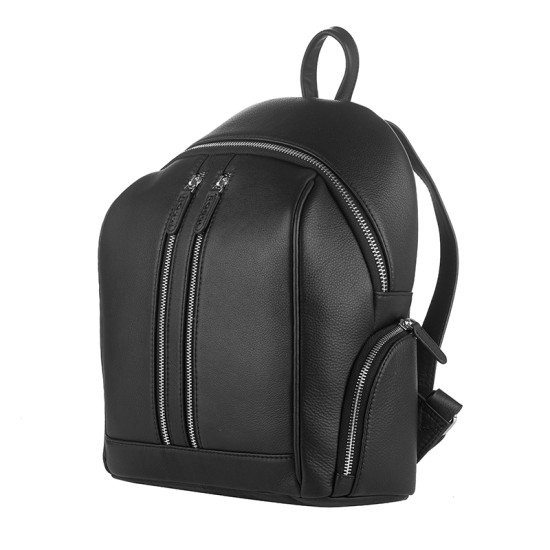 Rossi RSL89154 Черна дамска раница от естествена кожа