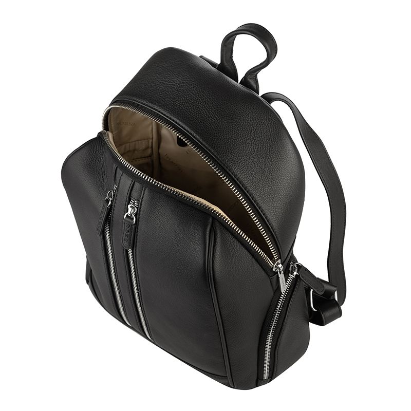 Rossi RSL89154 Черна дамска раница от естествена кожа