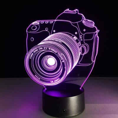 3D LED нощна лампа с холограма Фотоапарат
